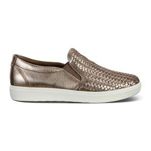 Ecco Soft7 Slip on shoe in Warm Grey (metallic)